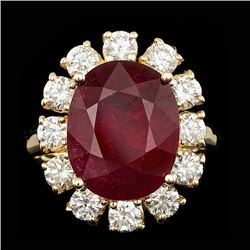 14k Yellow Gold 8.50ct Ruby 1.65ct Diamond Ring
