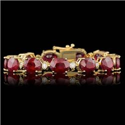 14k Gold 46.50ct Ruby 0.90ct Diamond Bracelet