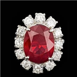 14k White Gold 11.00ct Ruby 2.15ct Diamond Ring