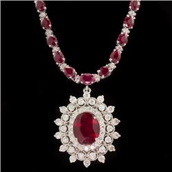14k Gold 27.74ct Ruby 3.21ct Diamond Necklace