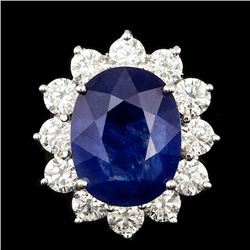 14k Gold 8.50ct Sapphire 2.50ct Diamond Ring