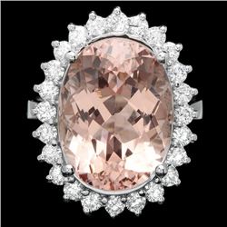 14k Gold 12.00ct Morganite 1.00ct Diamond Ring