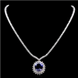 18k Gold 12ct Tanzanite 11ct Diamond Pendant