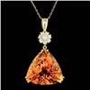 Image 1 : 14k Gold 30.50ct Citrine 0.60ct Diamond Pendant