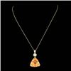 Image 2 : 14k Gold 30.50ct Citrine 0.60ct Diamond Pendant