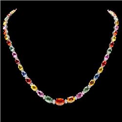 14k Gold 35ct Sapphire 1.30ct Diamond Necklace