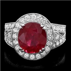 14k White Gold 6.00ct Ruby 1.60ct Diamond Ring
