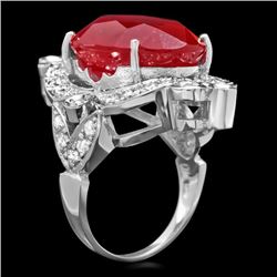 14k White Gold 22.00ct Ruby 1.30ct Diamond Ring