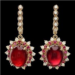 14k Rose Gold 23.8ct Ruby 1.50ct Diamond Earrings