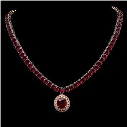 14K Gold 115.72ct Ruby & 1.35ct Diamond Necklace