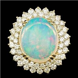 14k Yellow Gold 9.00ct Opal 3.15ct Diamond Ring
