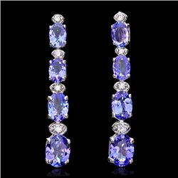 14k Gold 5ct Tanzanite 0.35ct Diamond Earrings