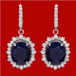 14k Gold 18.89ct Sapphire 3.12ct Diamond Earrings