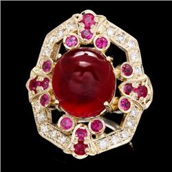 14k Yellow Gold 13ct Ruby 0.50ct Diamond Ring