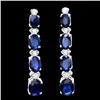Image 1 : 14k Gold 8ct Sapphire 0.30ct Diamond Earrings