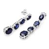 Image 2 : 14k Gold 8ct Sapphire 0.30ct Diamond Earrings