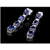 Image 3 : 14k Gold 8ct Sapphire 0.30ct Diamond Earrings