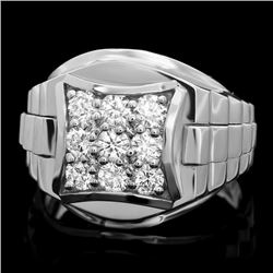 14k White Gold 1.15ct Diamond Mens Ring