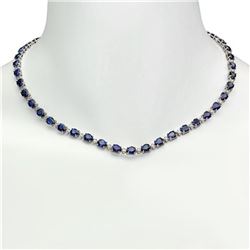 14K Gold 31.39ct Sapphire 1.52ct Diamond Necklace