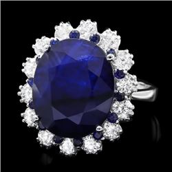 14k Gold 11.5ct Sapphire 1.40ct Diamond Ring