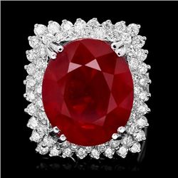 14k White Gold 17.50ct Ruby 1.50ct Diamond Ring