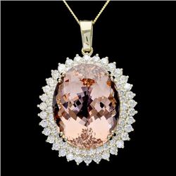 14k Gold 41ct Morganite 3.4ct Diamond Pendant