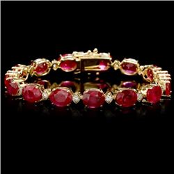 14k Gold 34.50ct Ruby 1.15ct Diamond Bracelet