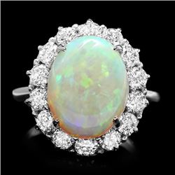 14k White Gold 4.50ct Opal 1.40ct Diamond Ring