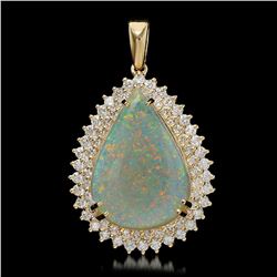 14K Gold 11.86ct Opal 2.35ct Diamond Pendant