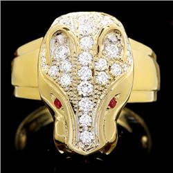 18k Gold 1.00ct Diamond 0.05ct Ruby Mens Ring