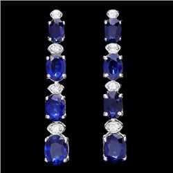 14k Gold 6ct Sapphire .35ct Diamond Earrings