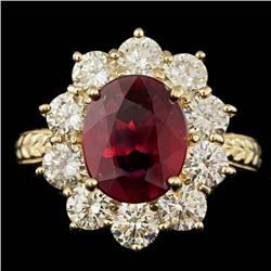 14k Yellow Gold 3.00ct Ruby 2.15ct Diamond Ring