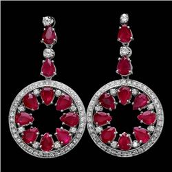 14k Gold 18.50ct Ruby 1.60ct Diamond Earrings