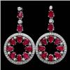 Image 1 : 14k Gold 18.50ct Ruby 1.60ct Diamond Earrings