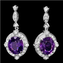 14k Gold 16ct Amethyst 1.70ct Diamond Earrings