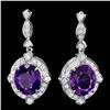 Image 1 : 14k Gold 16ct Amethyst 1.70ct Diamond Earrings