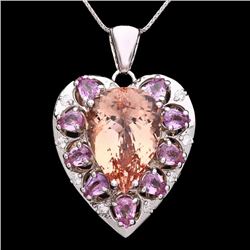 14k Gold 14.80ct Morganite 0.40ct Diamond Pendant
