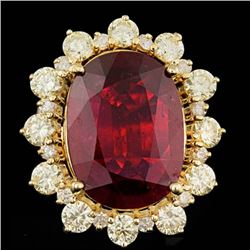 18k Yellow Gold 13.50ct Ruby 2.75ct Diamond Ring