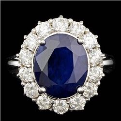 14k Gold 5.50ct Sapphire 1.50ct Diamond Ring