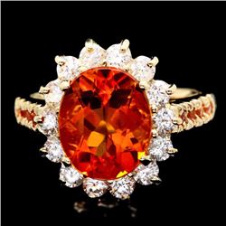 14k Gold 3.50ct Citrine 1.00ct Diamond Ring