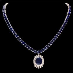 14k Gold 58ct Sapphire 1.80ct Diamond Necklace