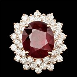 14k Rose Gold 13.00ct Ruby 3.20ct Diamond Ring