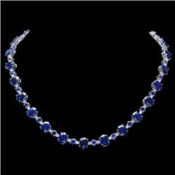 14k Gold 58ct Sapphire 2.15ct Diamond Necklace
