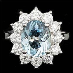 14k Gold 6.00ct Aquamarine 1.75ct Diamond Ring