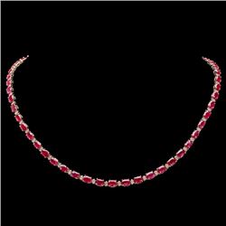 14k Gold 25.00ct Ruby 1.20ct Diamond Necklace