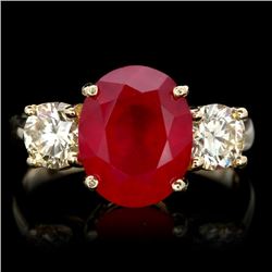14k Yellow Gold 5.00ct Ruby 1.10ct Diamond Ring