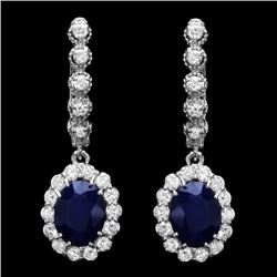 14k Gold 5.00ct Sapphire 1.35ct Diamond Earrings