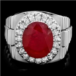 14k White Gold 10.00ct Ruby 0.80ct Diamond Ring
