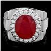 Image 1 : 14k White Gold 10.00ct Ruby 0.80ct Diamond Ring
