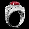 Image 3 : 14k White Gold 10.00ct Ruby 0.80ct Diamond Ring